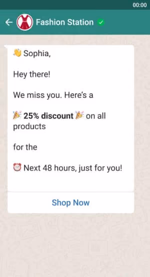 Example of a personalized marketing message