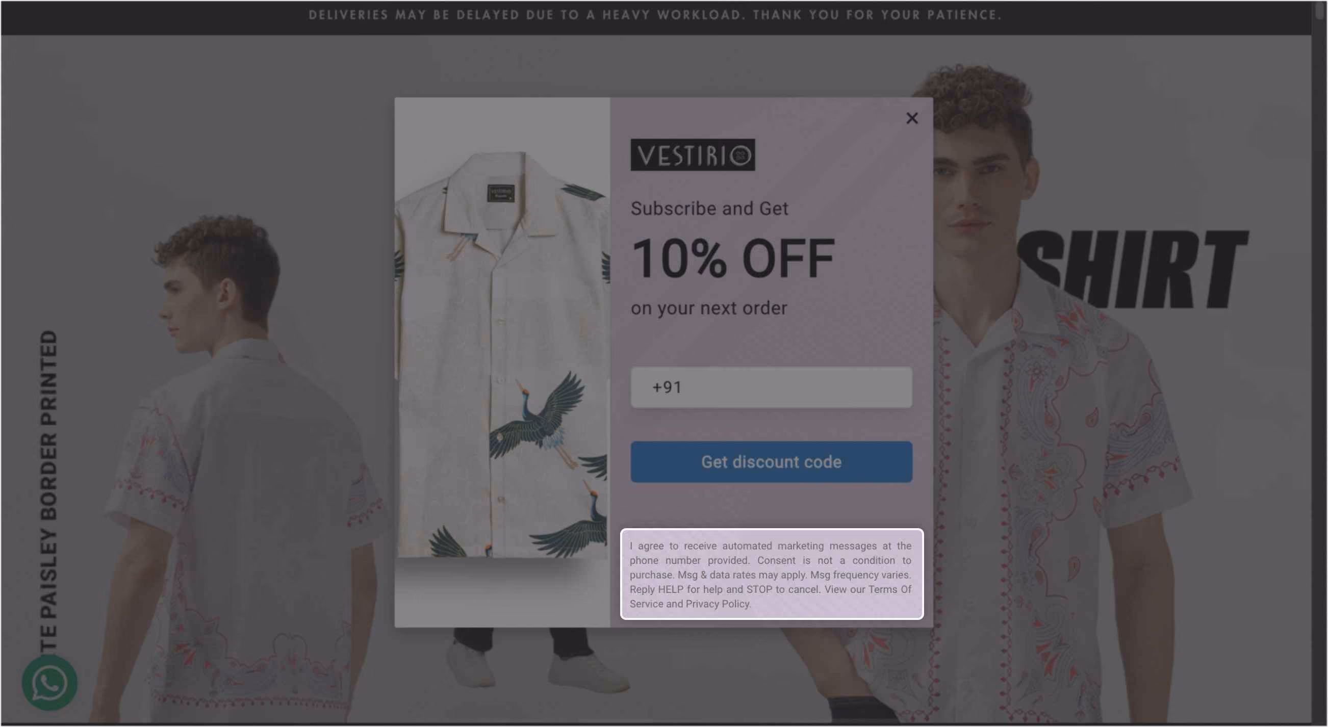 Opt-in consent through website popups