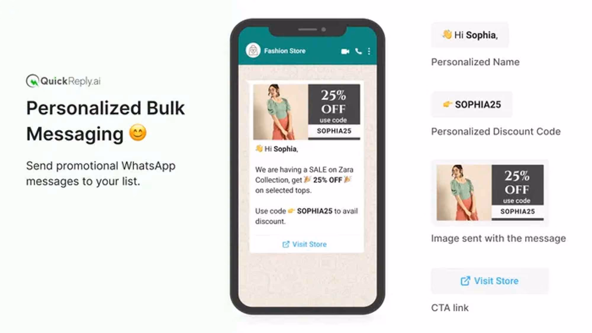 Personalized bulk messaging on WhatsApp