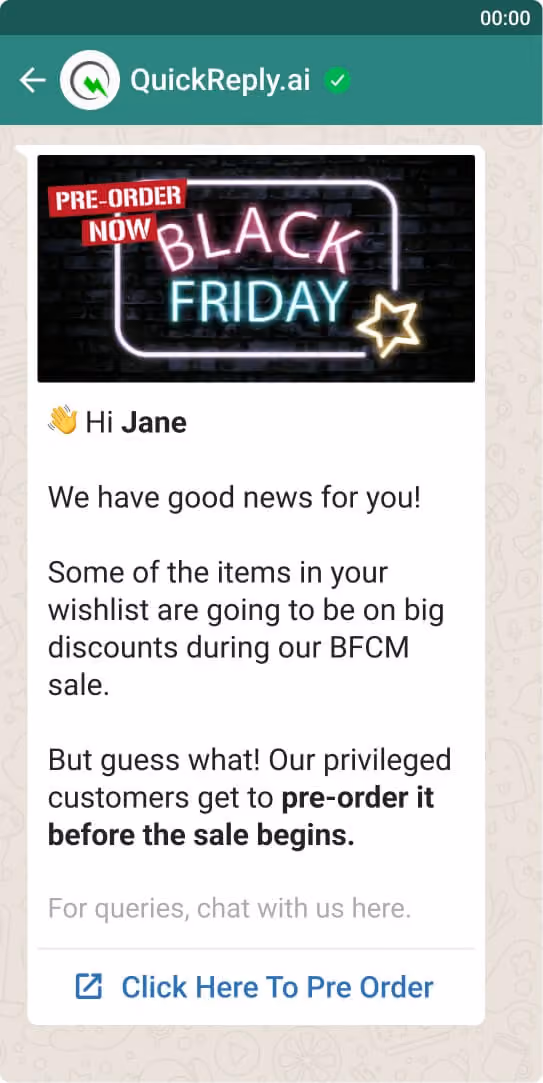 black friday cyber monday pre order message