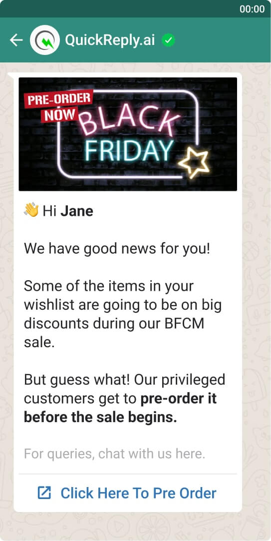 black friday cyber monday pre order message