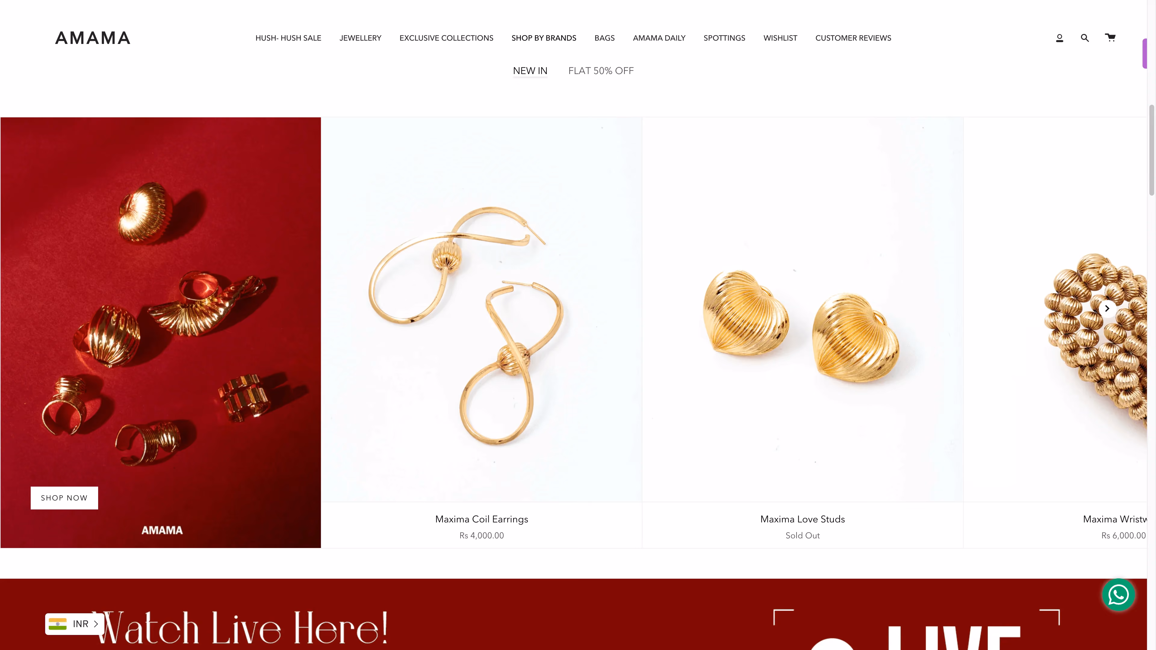 Amama Jewellery Website WhatsApp Chatbot Widget