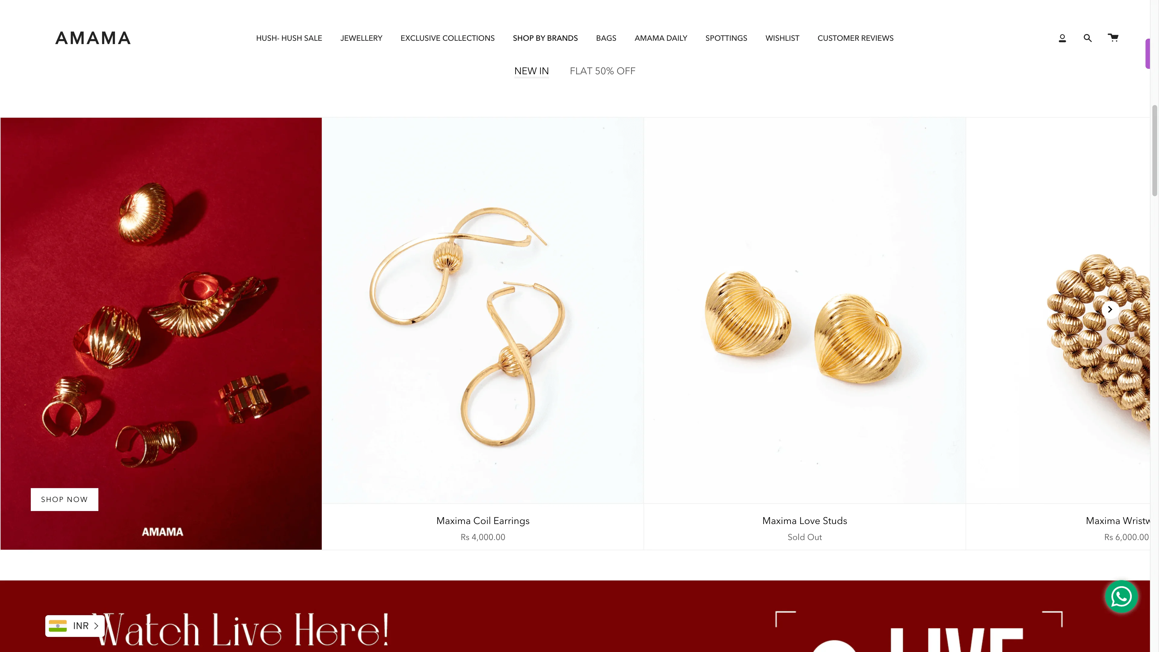 Amama Jewellery Website WhatsApp Chatbot Widget