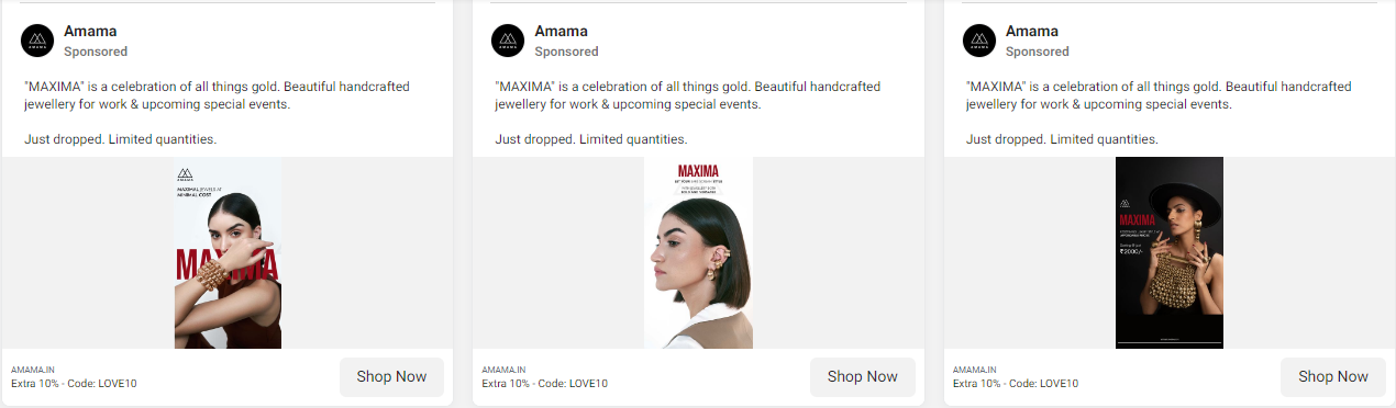 Ammama Jewellery Meta Ads Preview