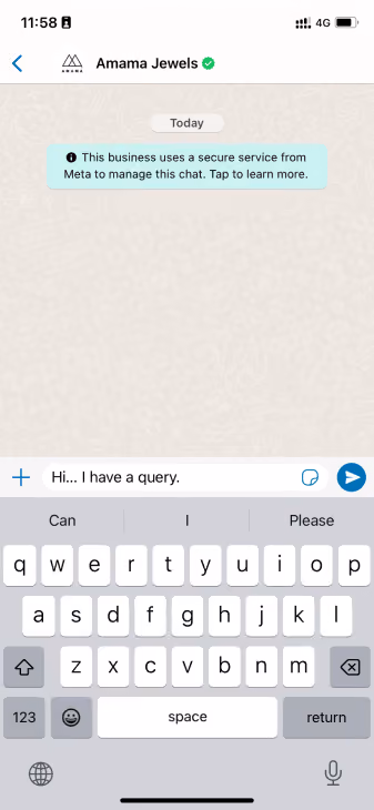 Amama Jewels WhatsApp Chatbot Pre-filled message