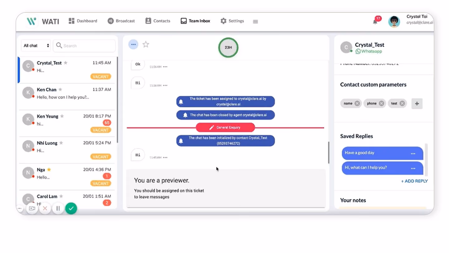 Wati Dashboard UI