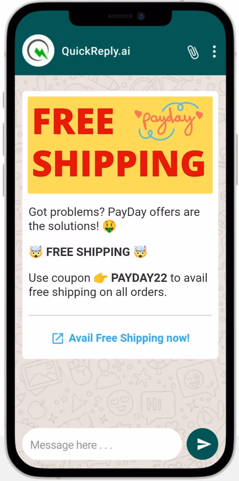 Free Shipping Message Template