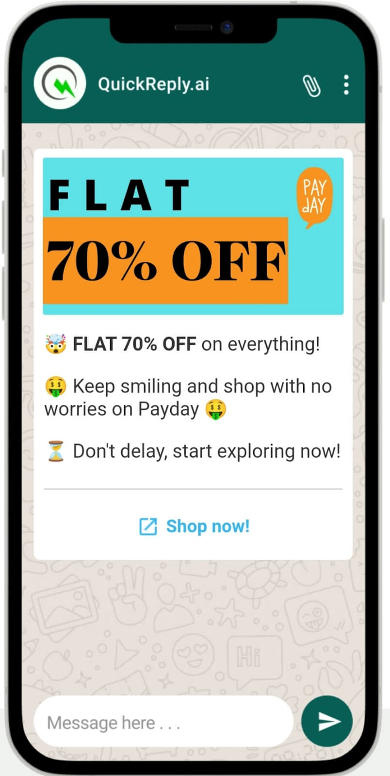 flat 70% OFF
