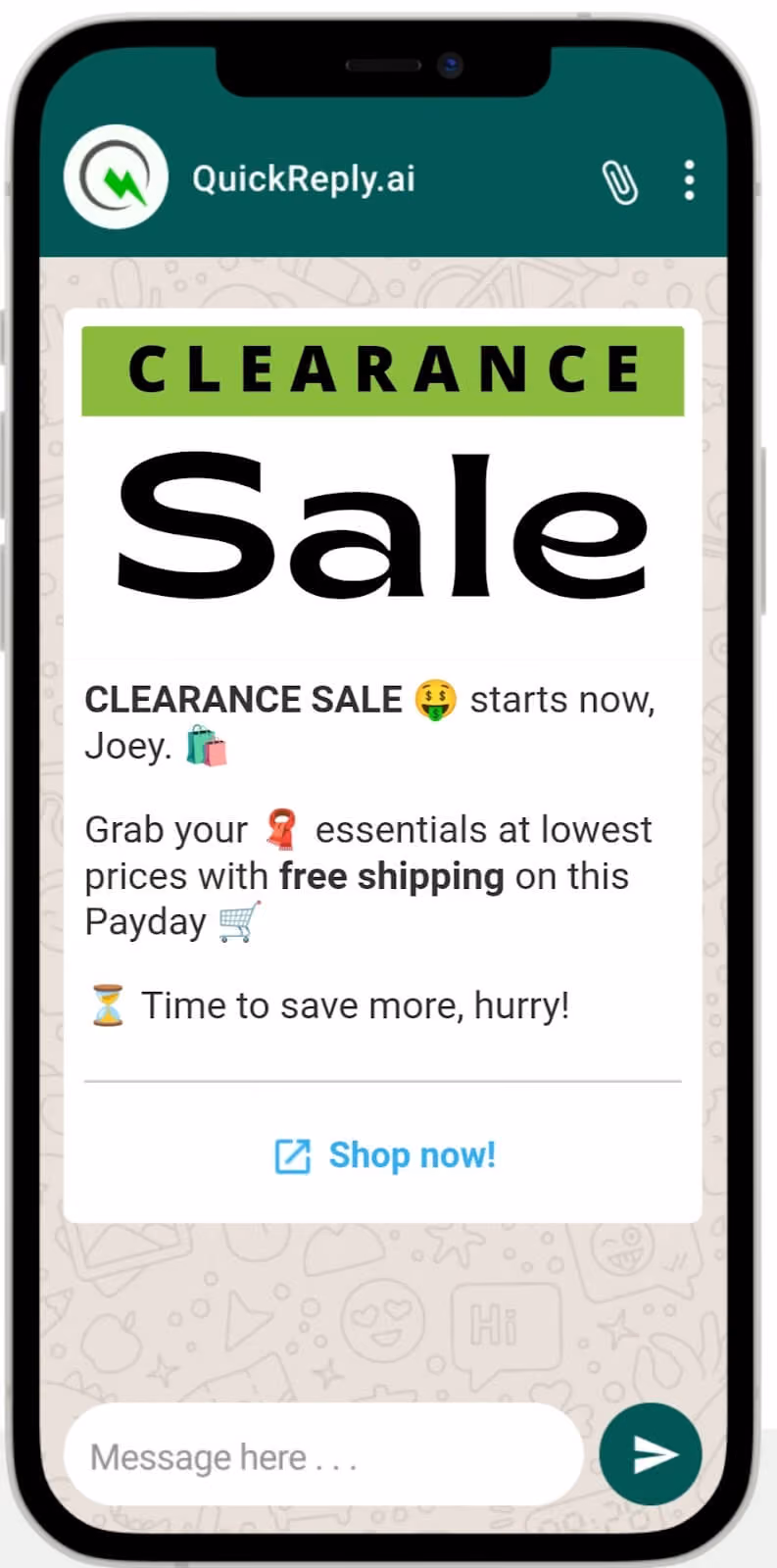 Clearance Sale Message Template