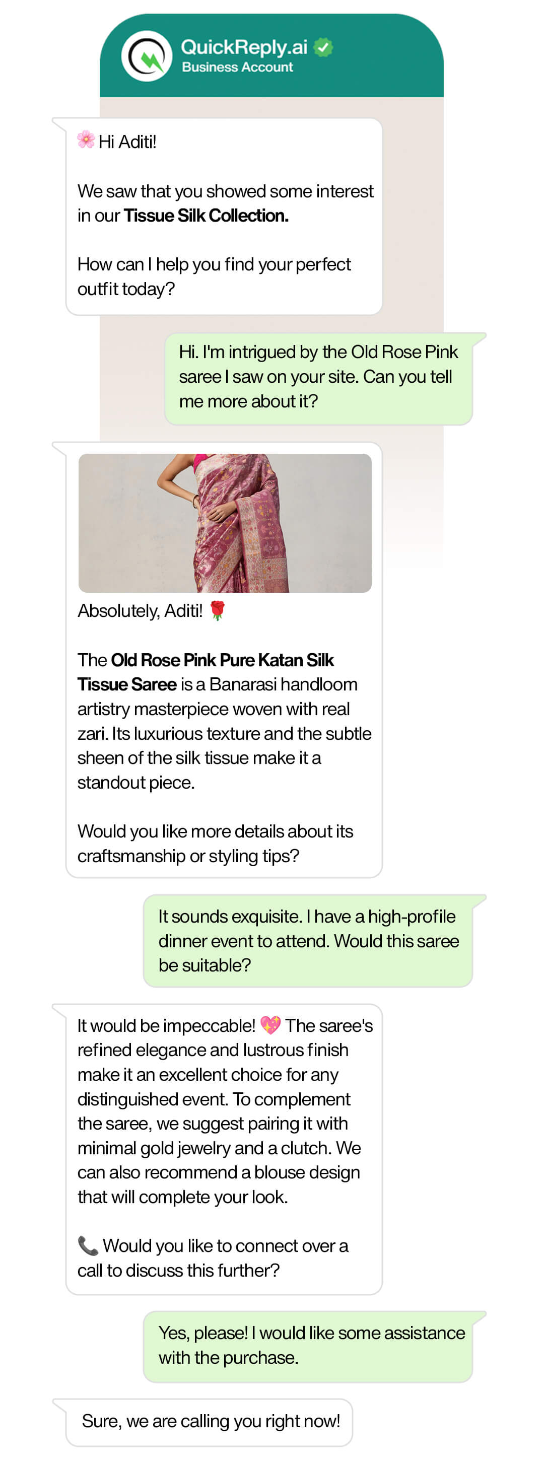 High AOV brands example flow for product collection browsing abandonment via WhatsApp
