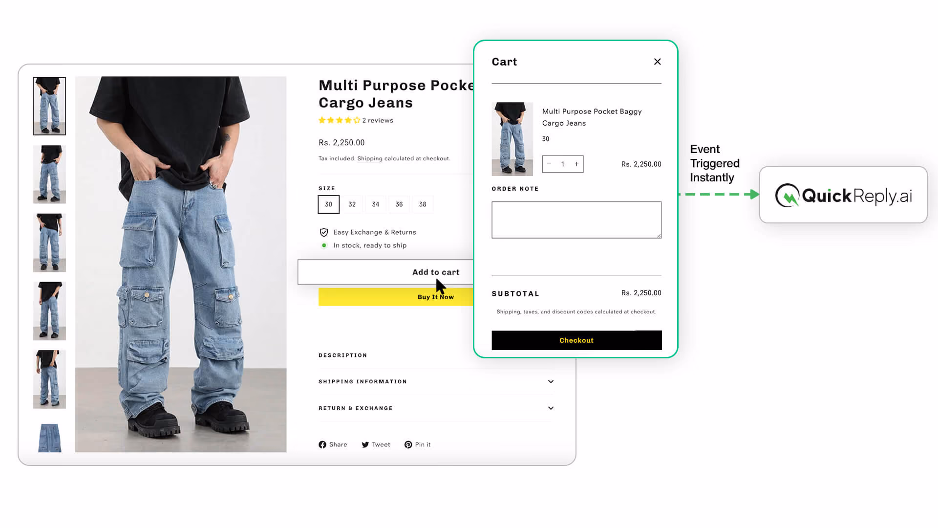 Add-to-cart event trigger