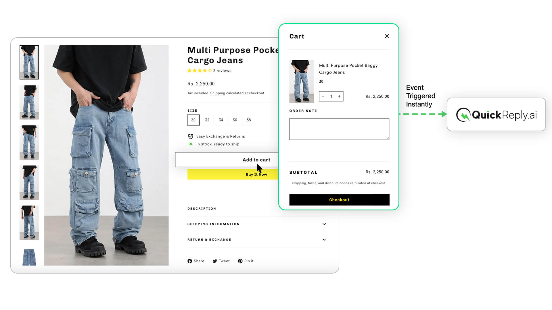 Add-to-cart event trigger