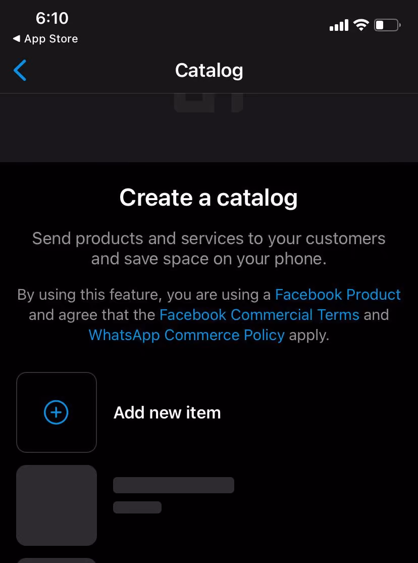 Create a  WhatsApp Catalog 