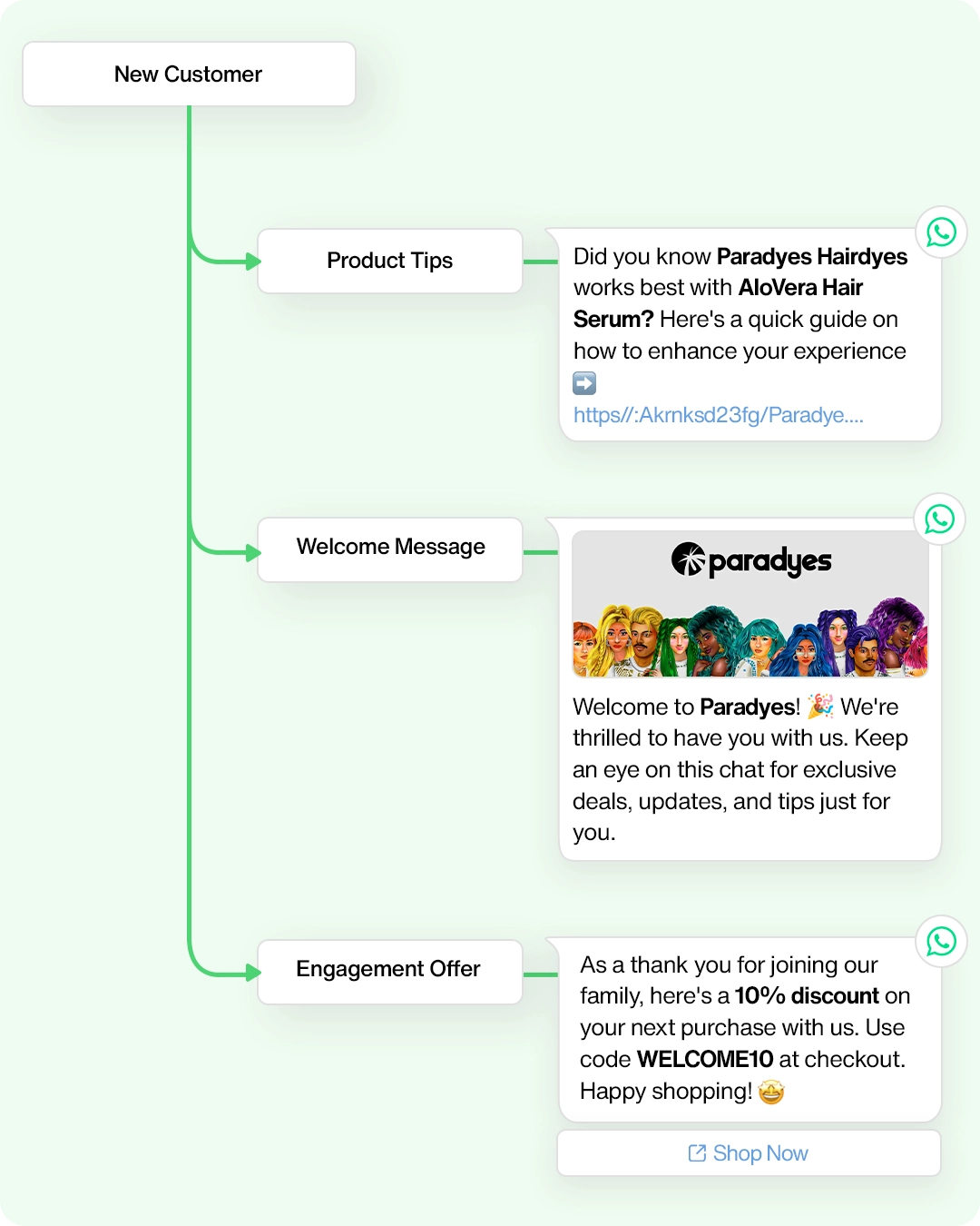 Automated New Customer WhatsApp Nurture Sequence Example Flows