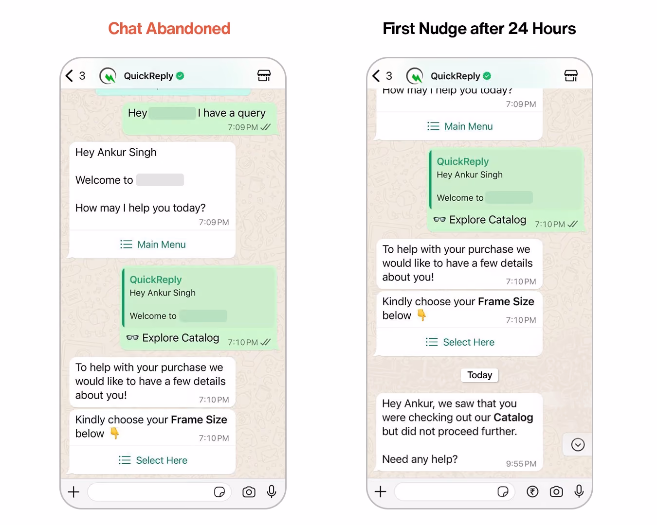 WhatsApp Chatbot Abandoned Cart Recovery Example