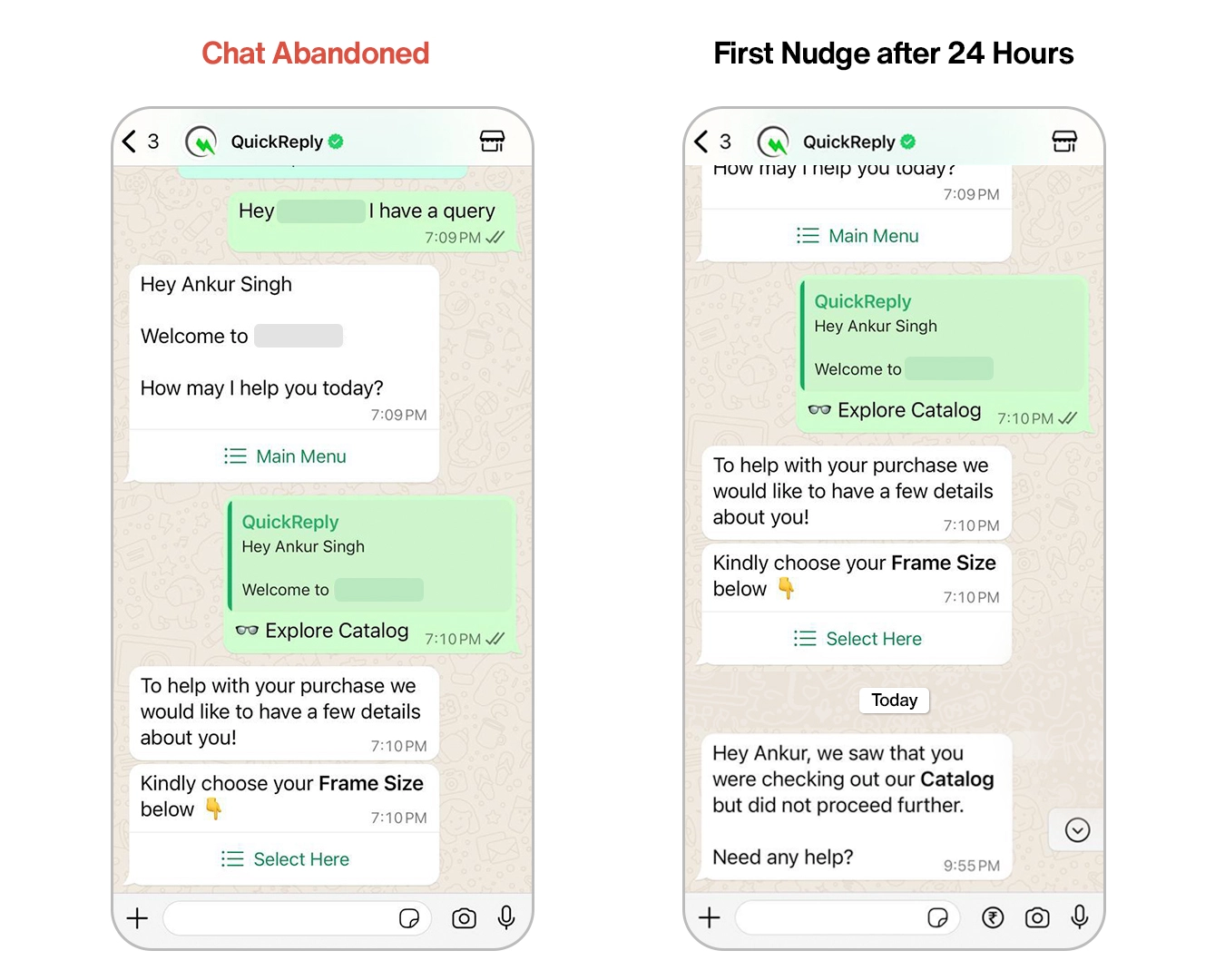WhatsApp Chatbot Abandoned Cart Recovery Example
