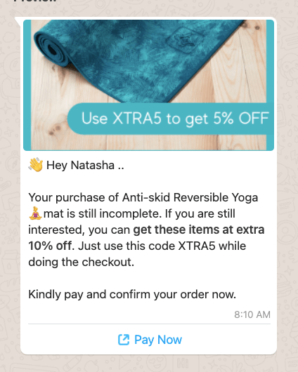 whatsapp abandoned cart recovery Shopify -offer discouns