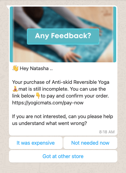 whatsapp abandoned cart recovery Shopify - customer feedback