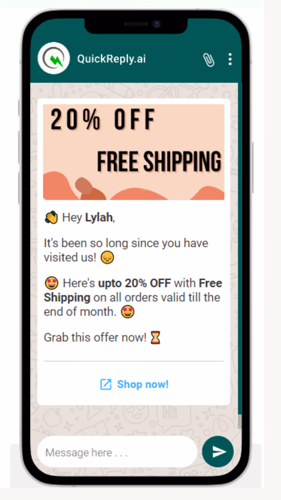 20% OFF Free Shipping