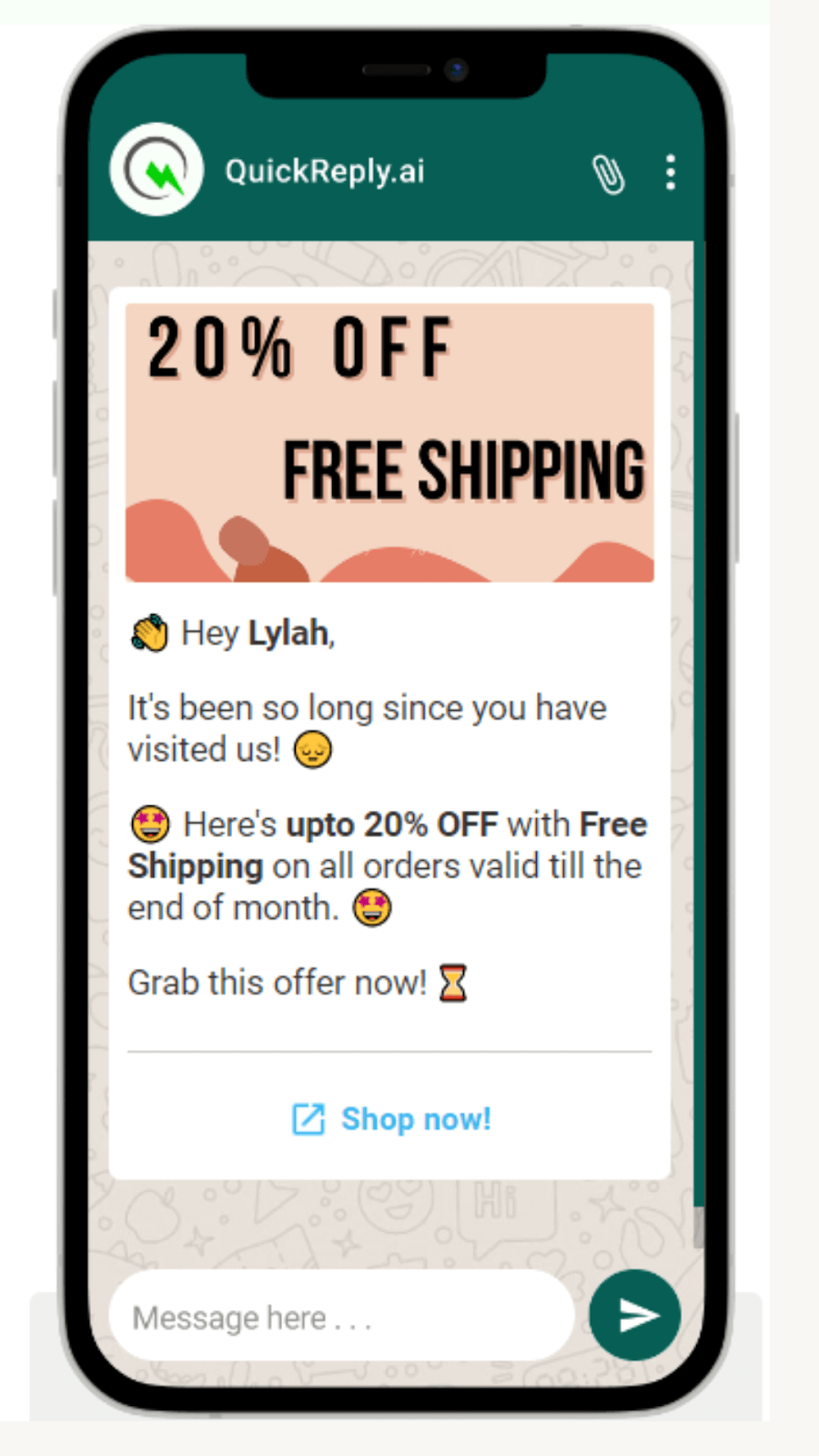 20% OFF Free Shipping