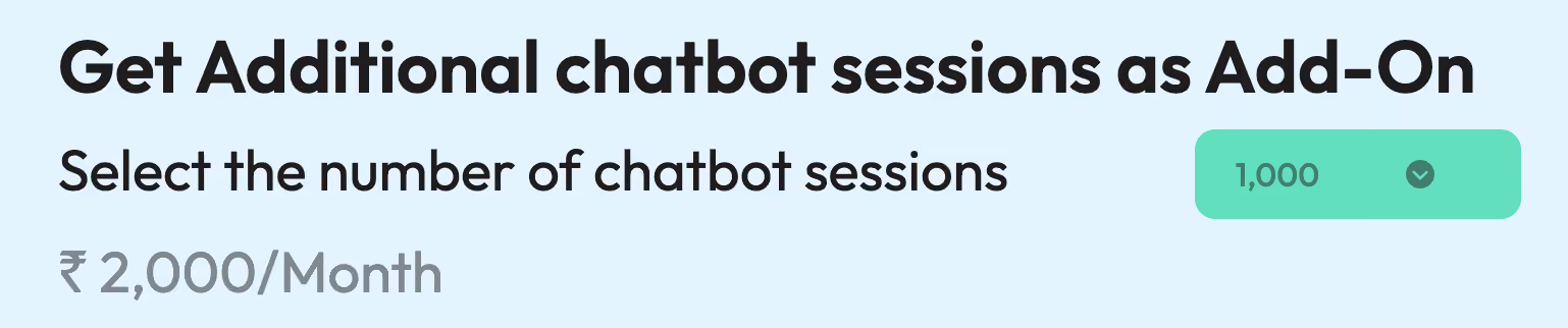 Wati Additional Chatbot Sessions Add-on Pricing Screenshot