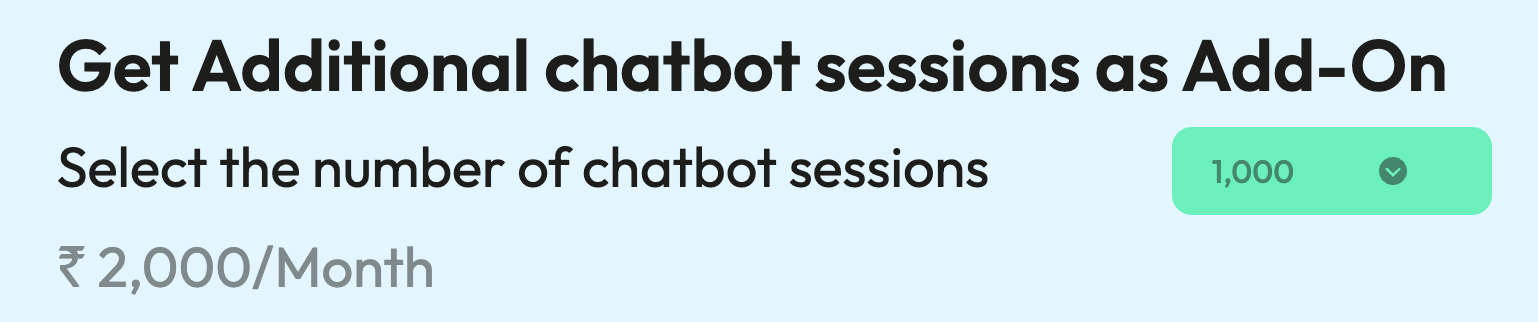 Wati Additional Chatbot Sessions Add-on Pricing Screenshot
