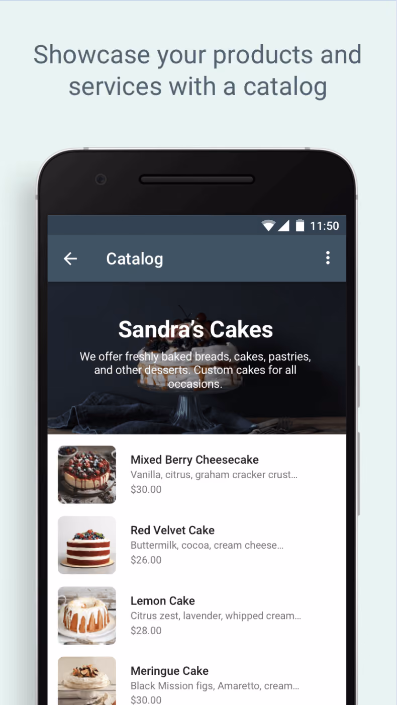Showcase your products and services with a catalogue