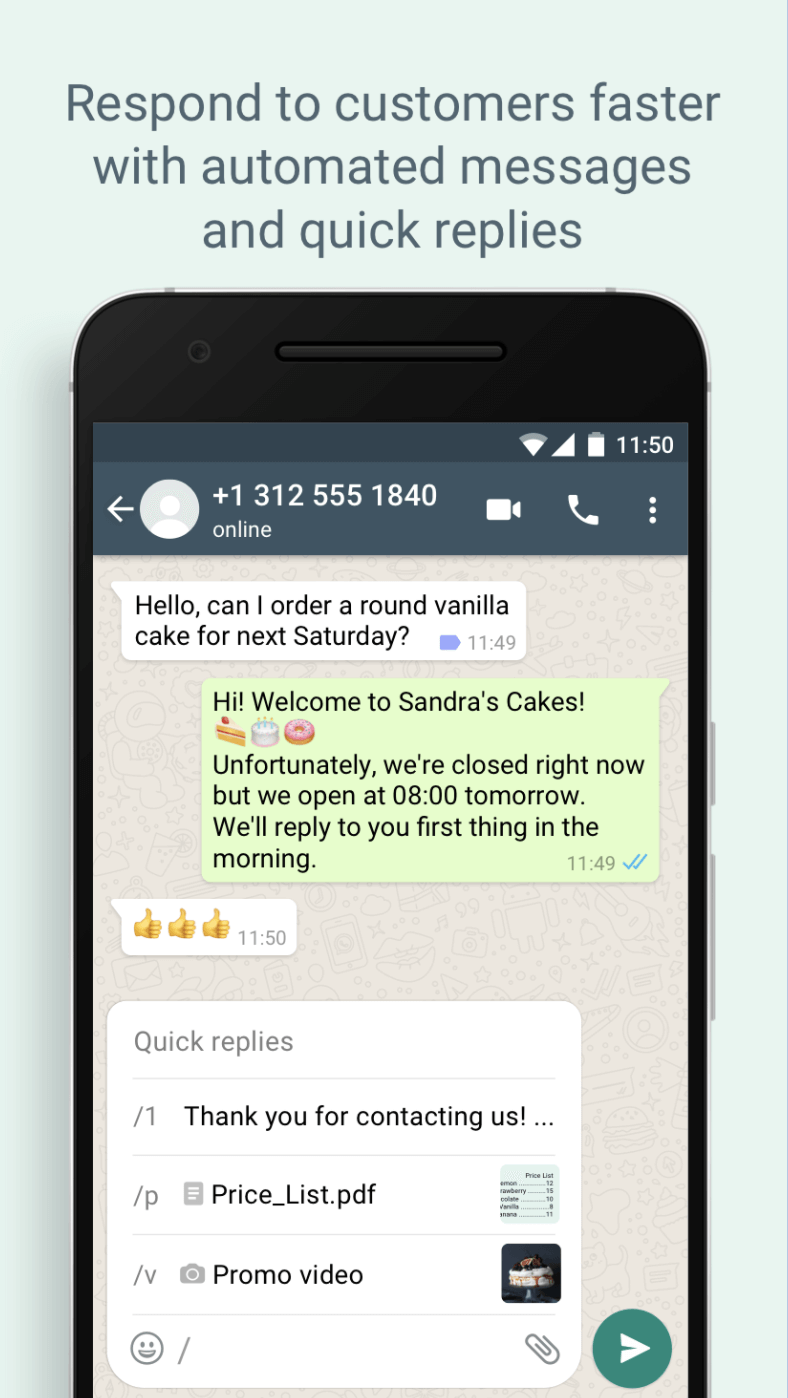 Respond to customers faster with automated replies and quick messages