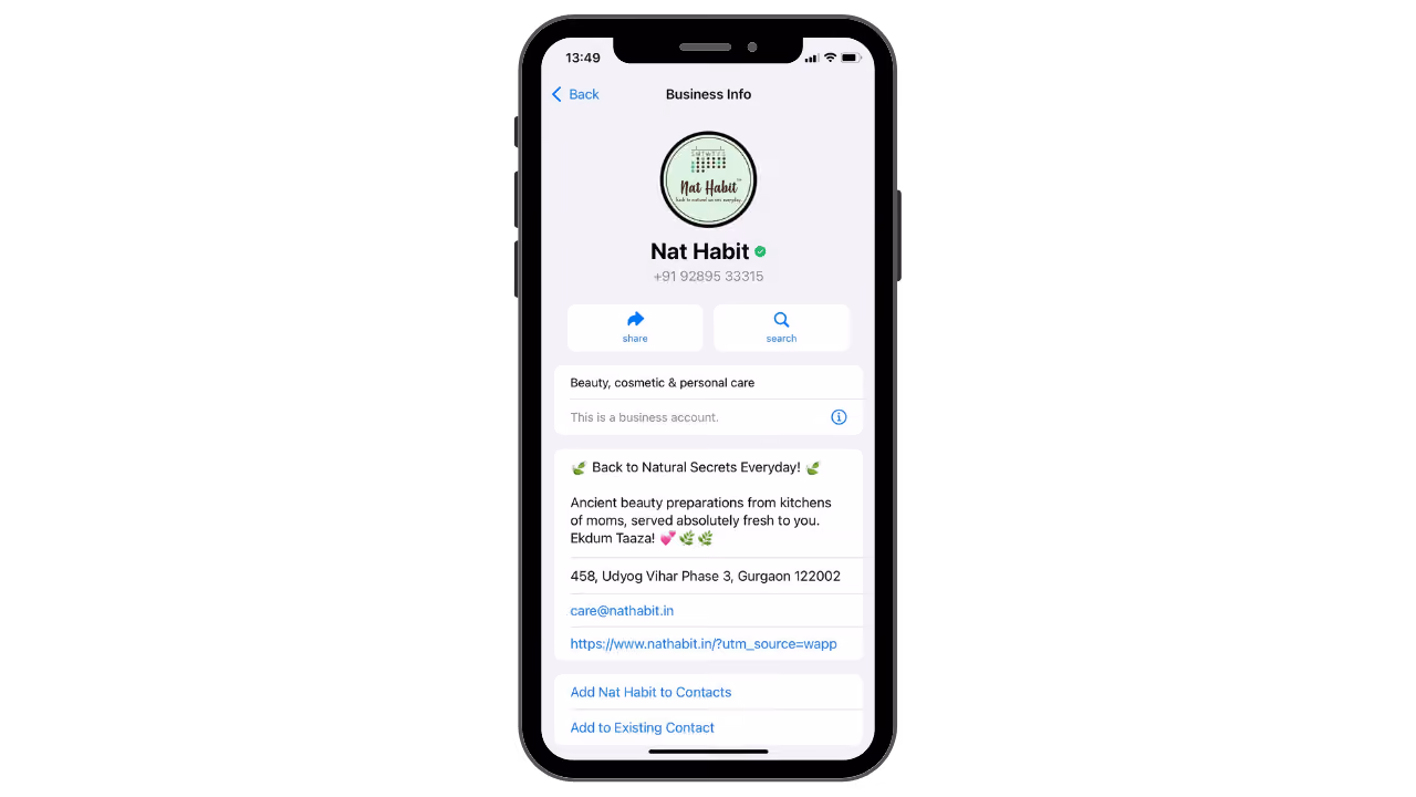 WhatsApp Description of Nat Habit