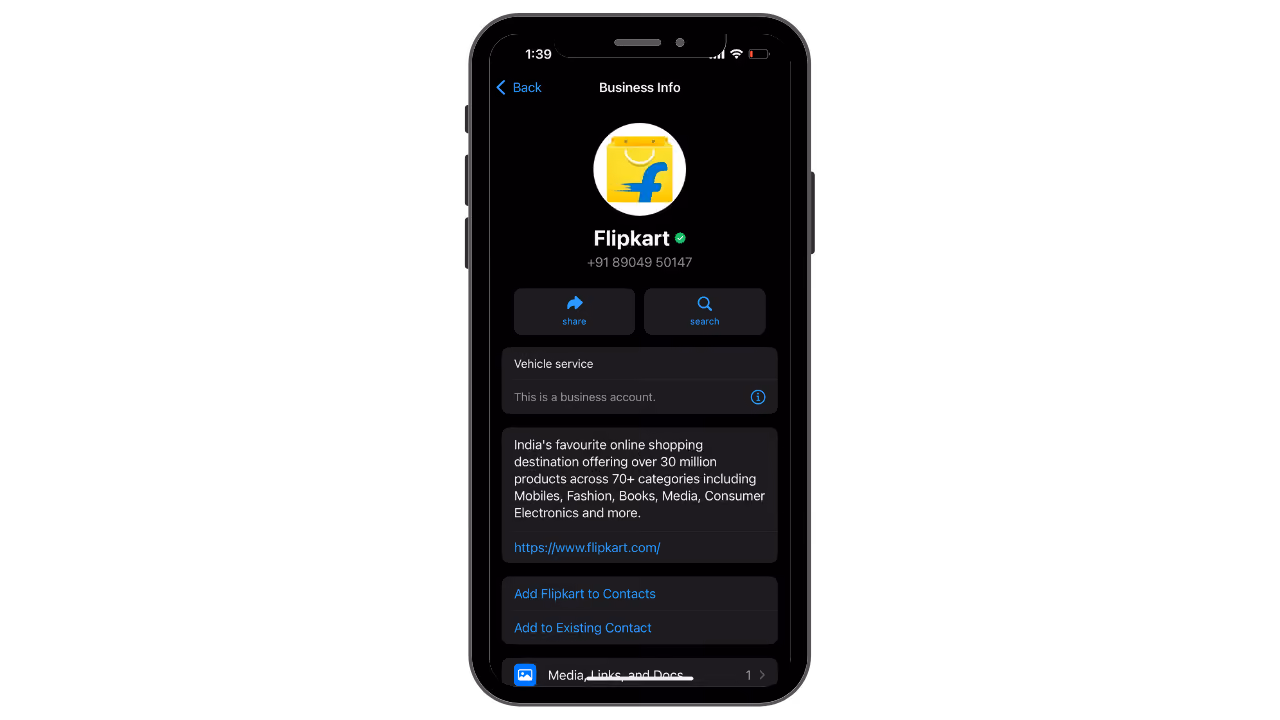 WhatsApp Description of Flipkart