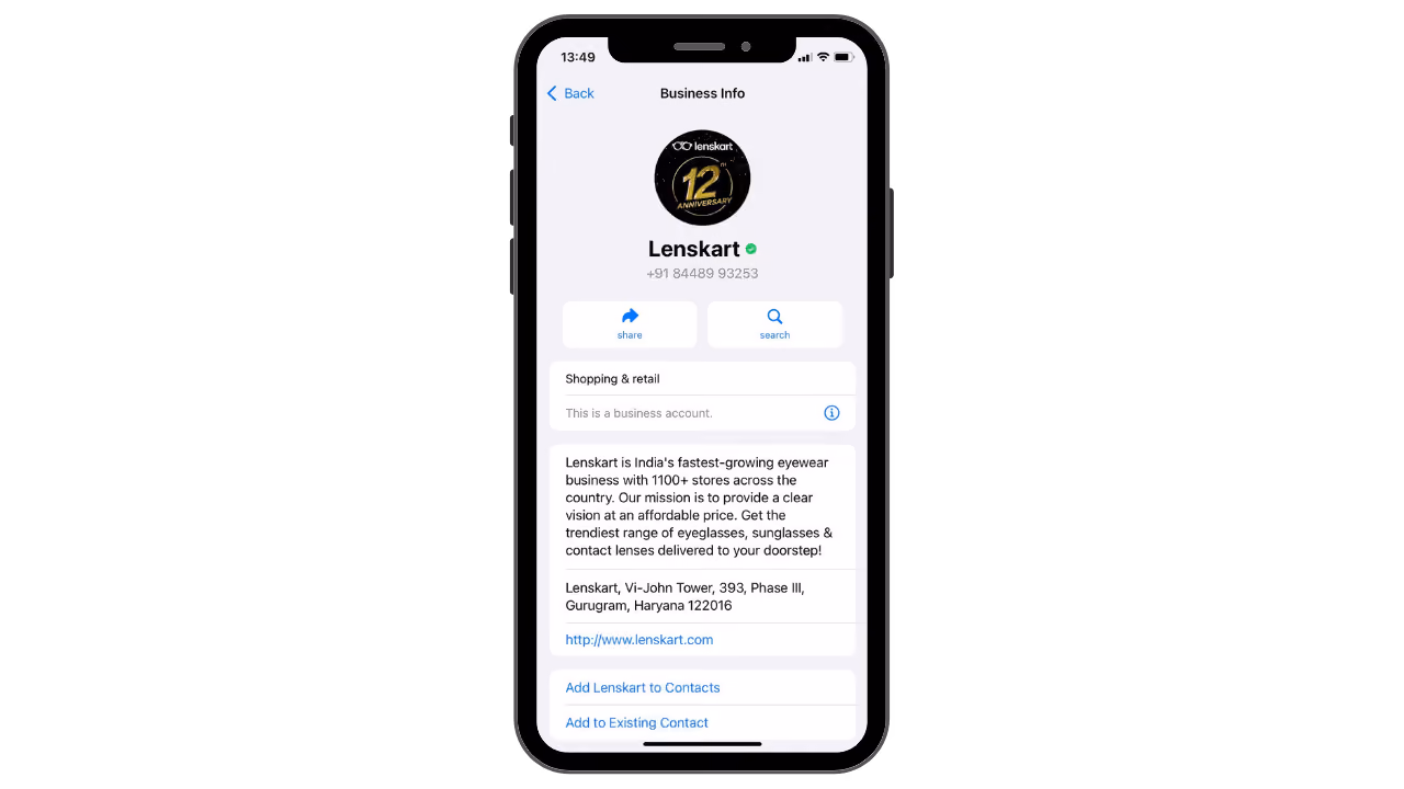 WhatsApp Descriptionf Lenkart