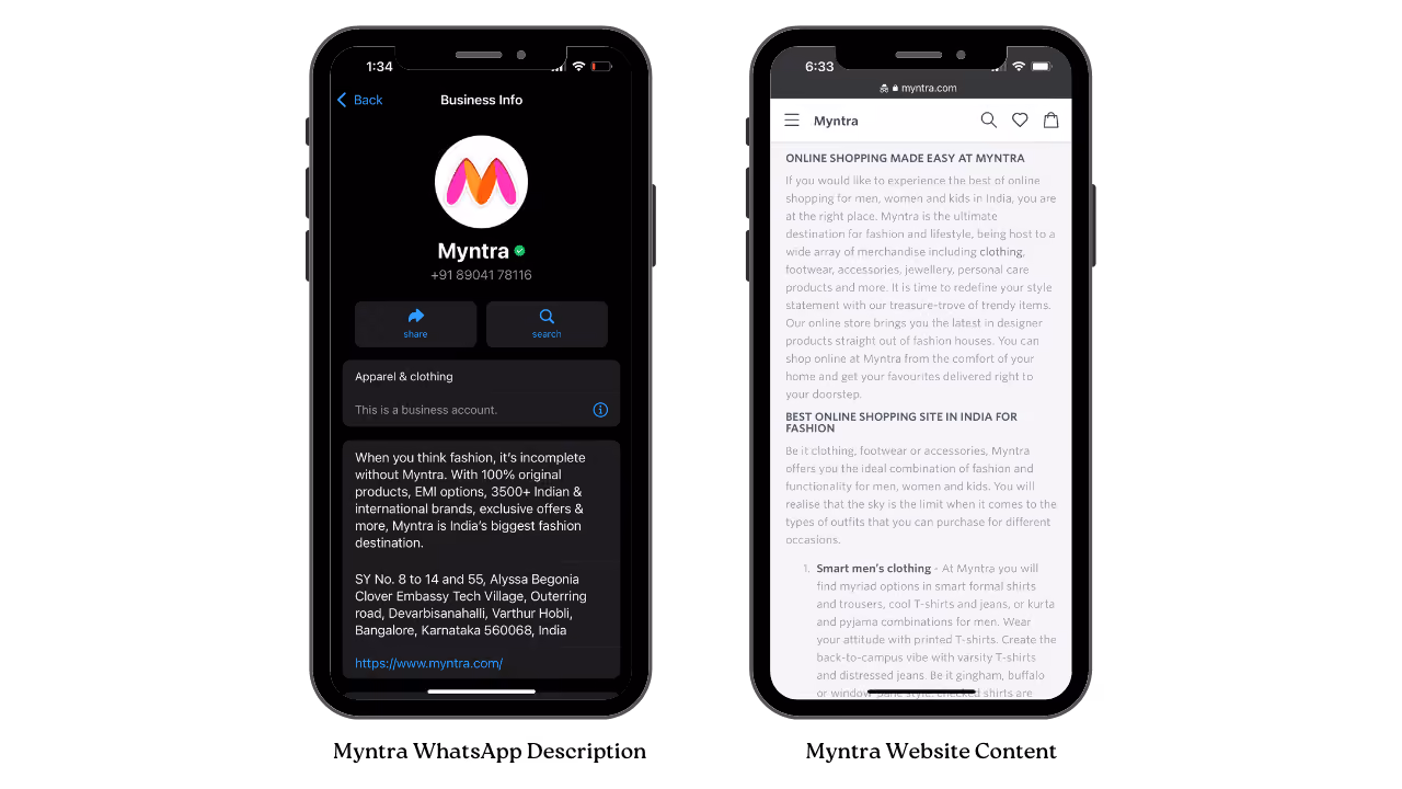 WhatsApp Description of Myntra
