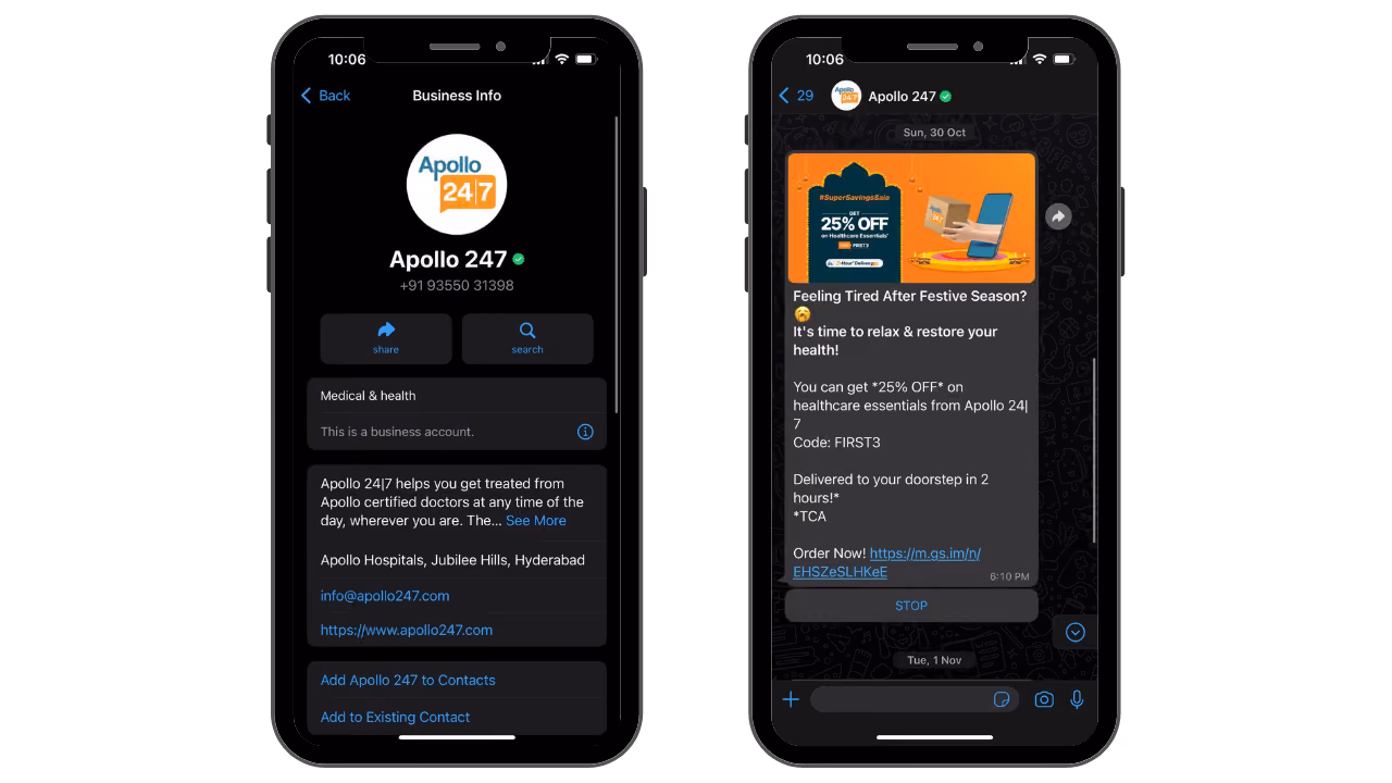 Apollo 24/7 WhatsApp Account