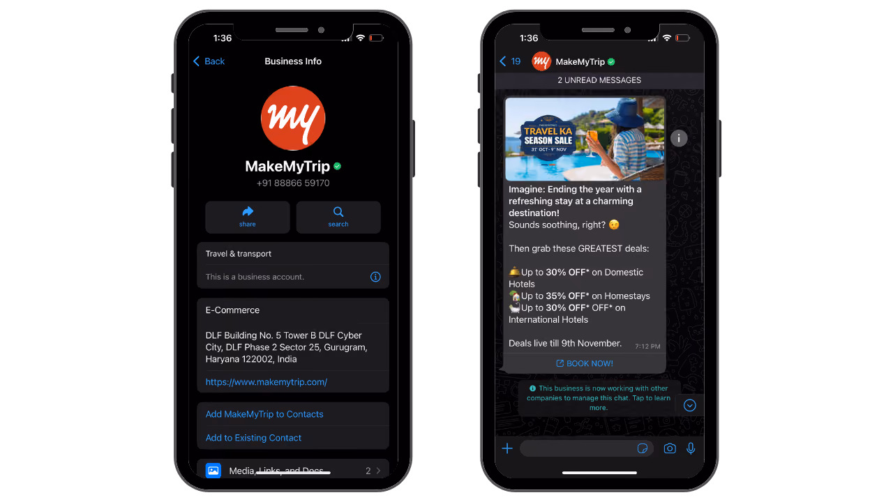 MakeMyTrip WhatsApp Account
