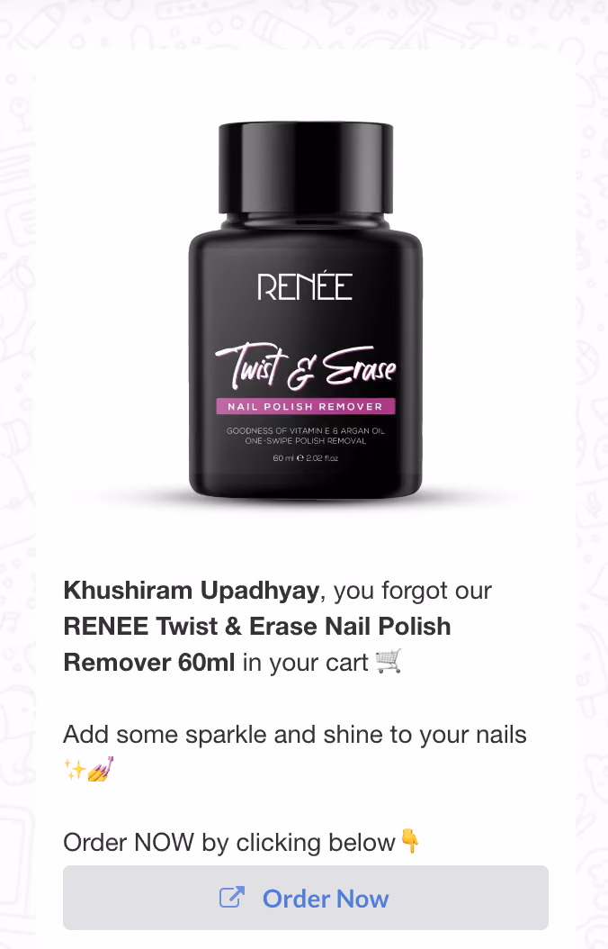 1st reminder message for Nail Polish remover