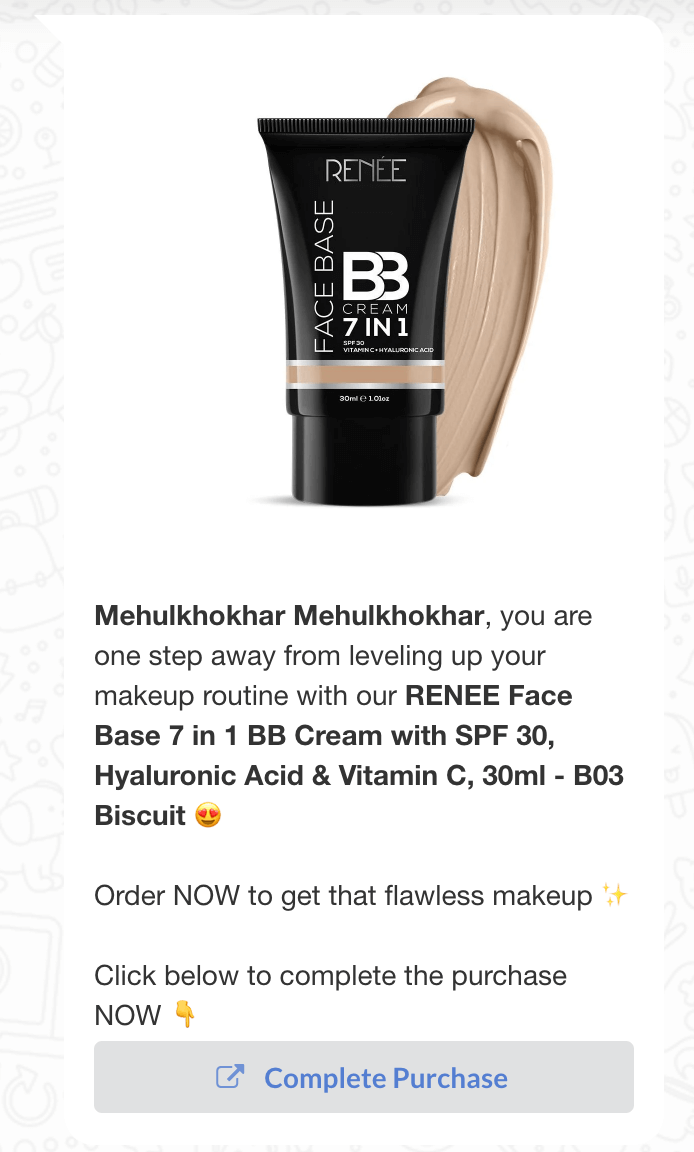 1st reminder message for Face Base