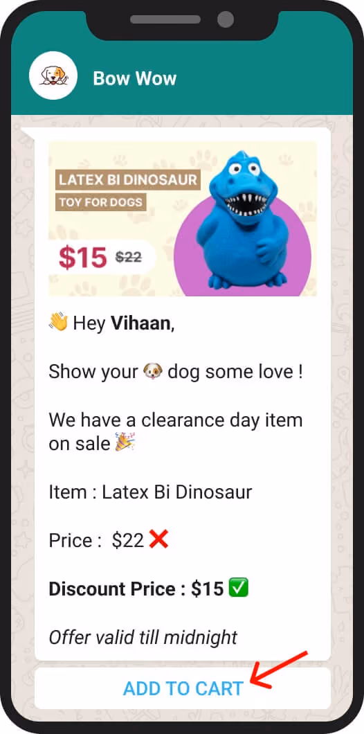add to cart whatsapp