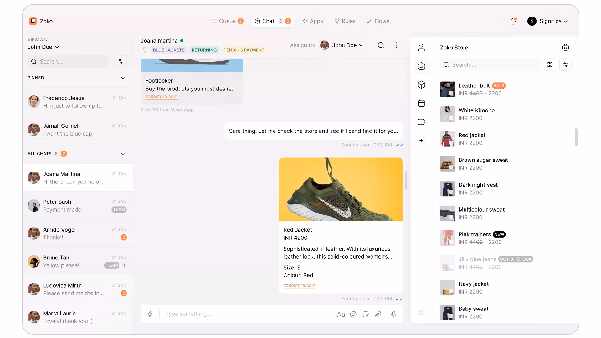 Zoko Dashboard UI