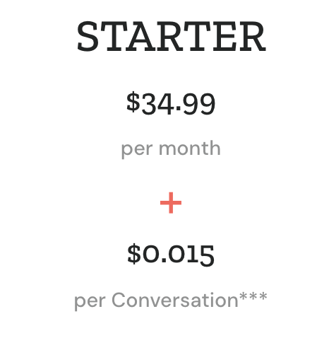 Zoko Pricing Starter Plan Screenshot - Additional Conversation Charges