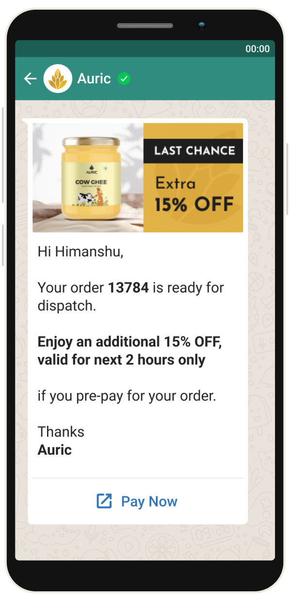 prepay for your order on whatsapp