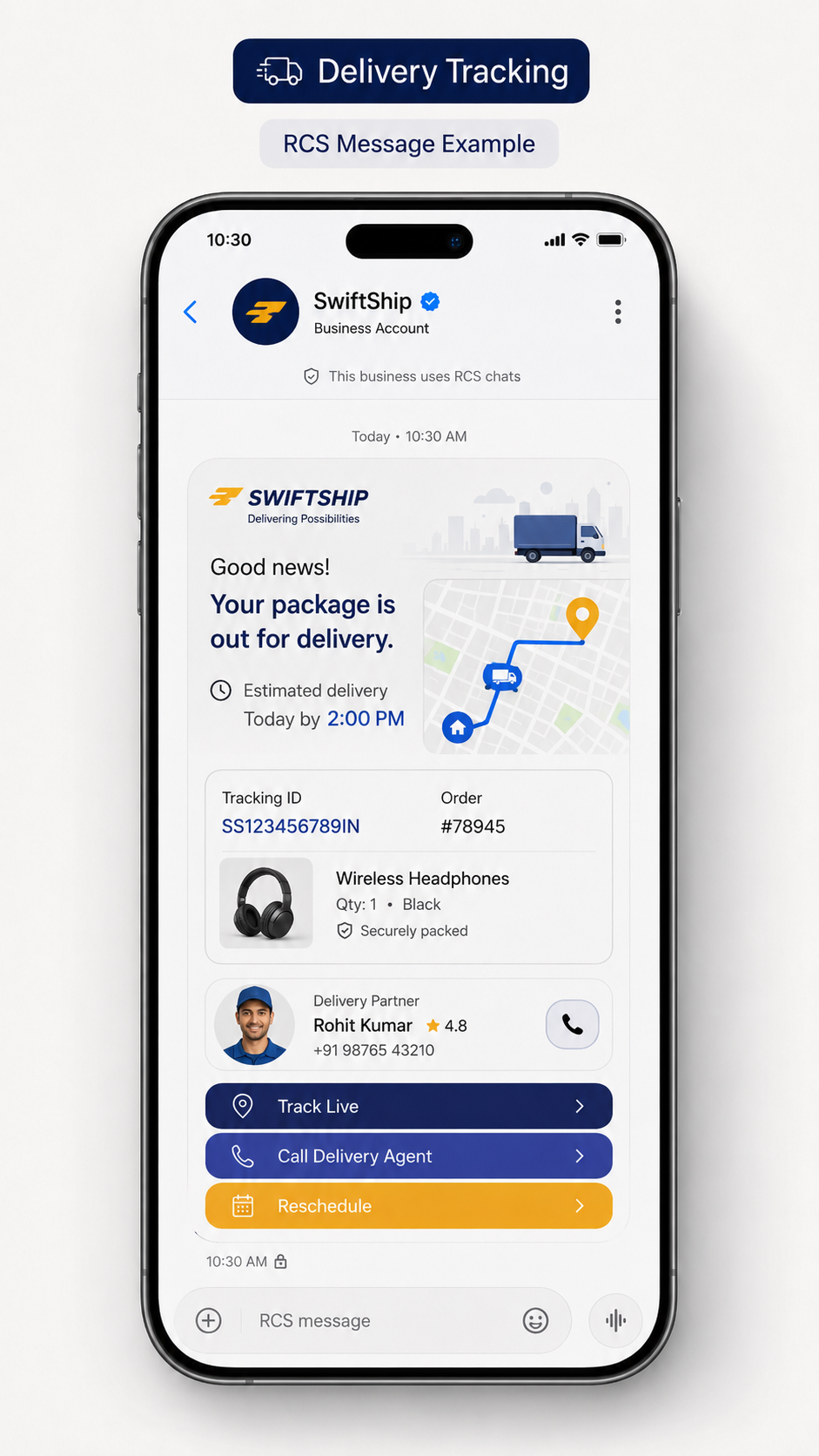 RCS Message for Delivery Tracking