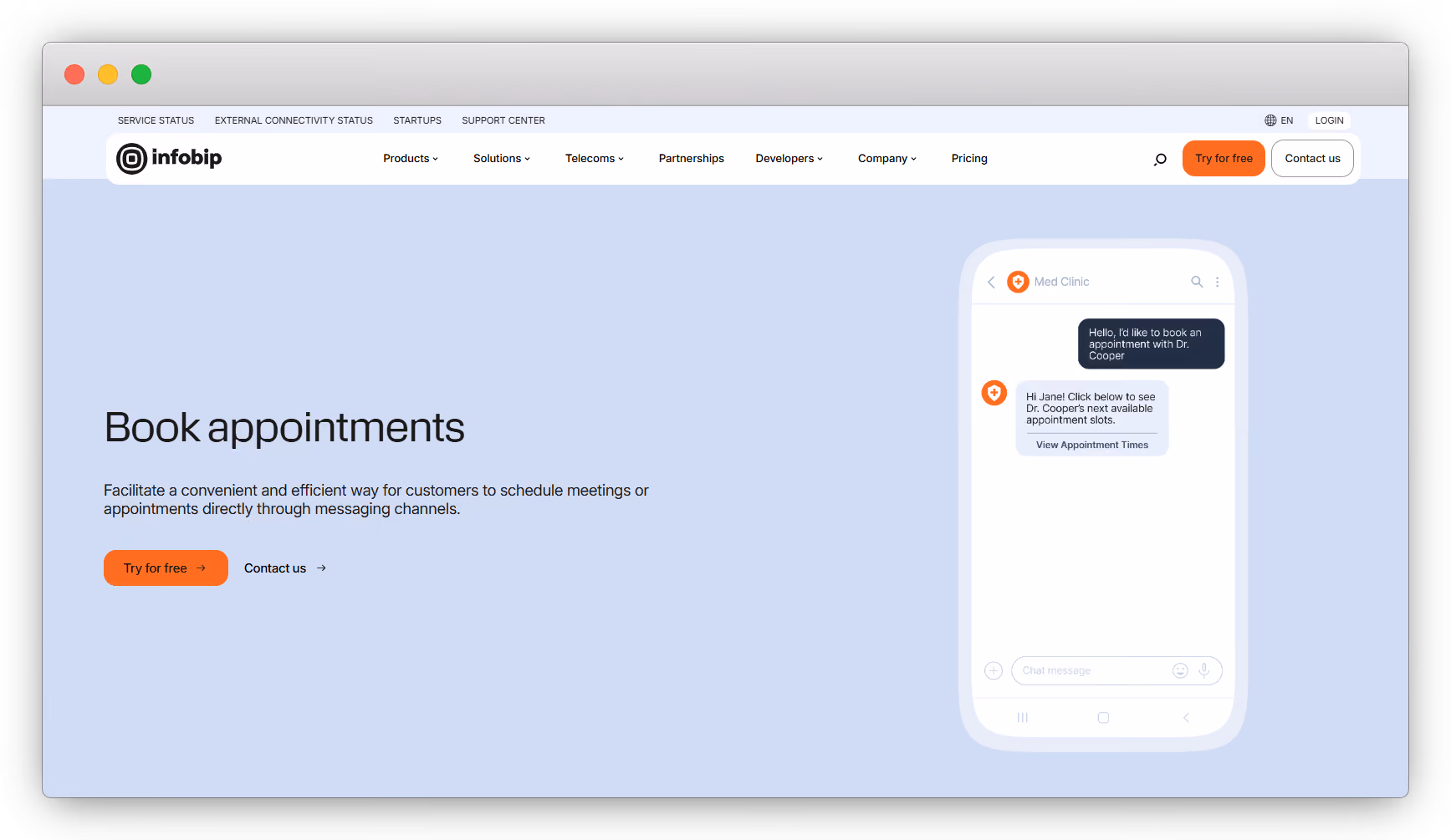 Infobip for WhatsApp API Appointment Booking