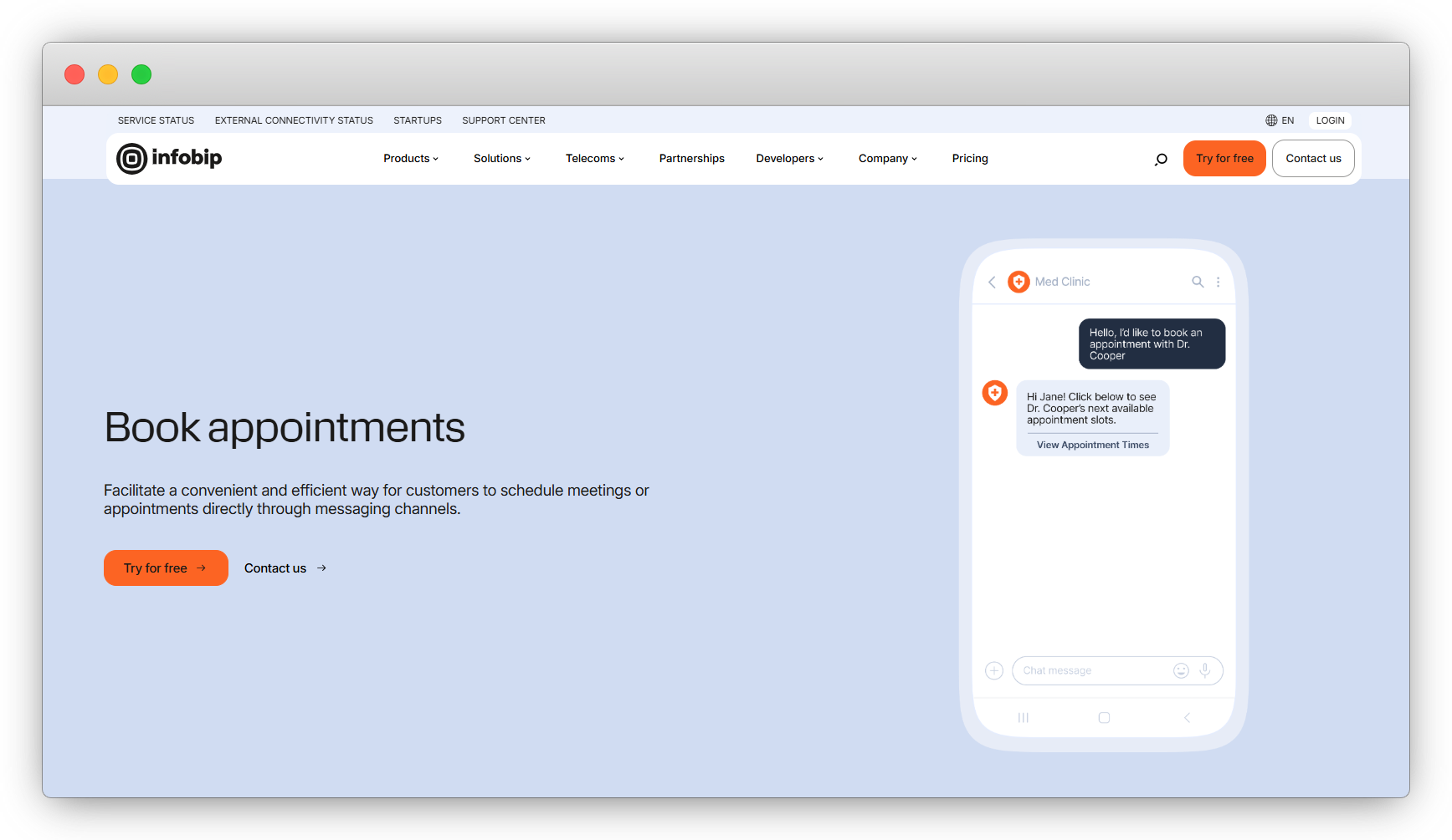 Infobip for WhatsApp API Appointment Booking