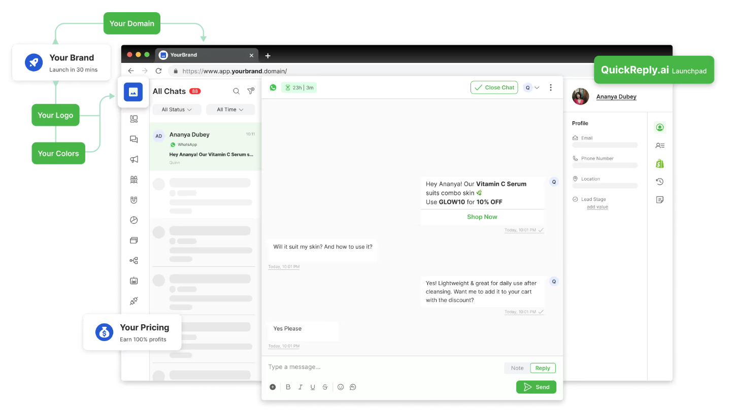QuickReply.ai (WhatsApp API Whitelabel)