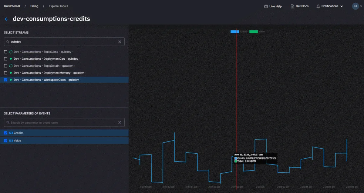 Live preview of data.