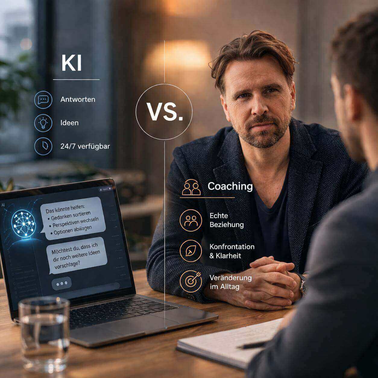 Unterschied zwischen KI (ChatGPT) und Coaching bei persönlicher Veränderung und Verhalten