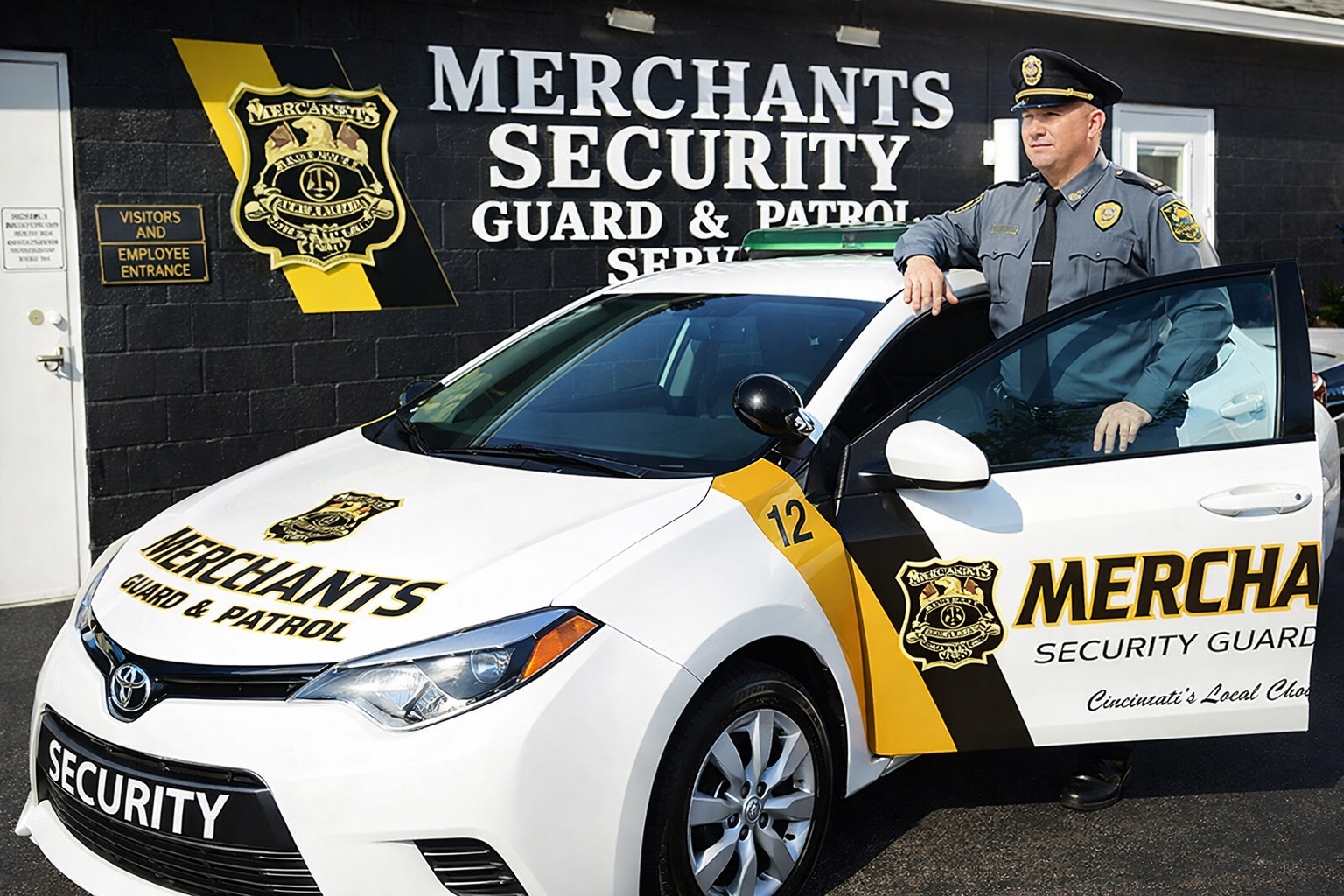An officer coming out of a car