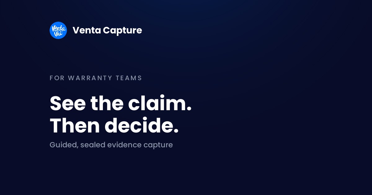 Warranty claim inspection banner: guided video evidence for warranty teams