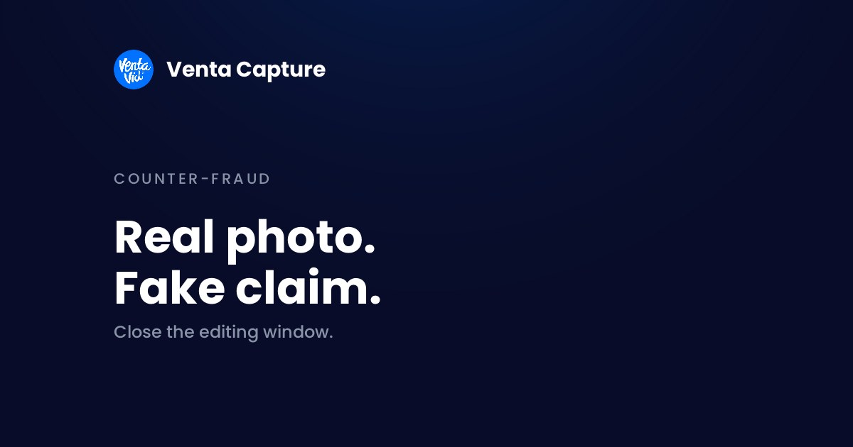 Shallowfake insurance claims banner: a real photo turned into a fake claim