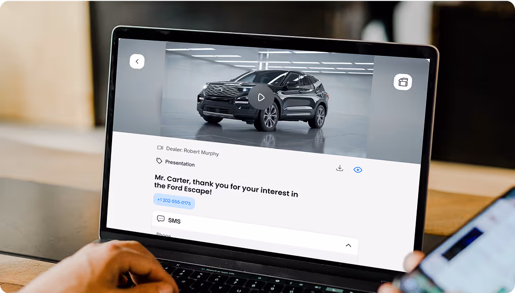 Step-by-step guide to creating a shareable video link with VentaVid for automotive sales and service teams.